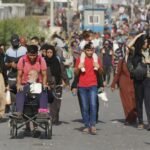Palestinians leaving