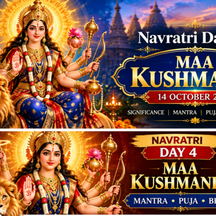 Maa Kushmanda with her divine radiance and lion for Navratri Day 4, 14 October 2026