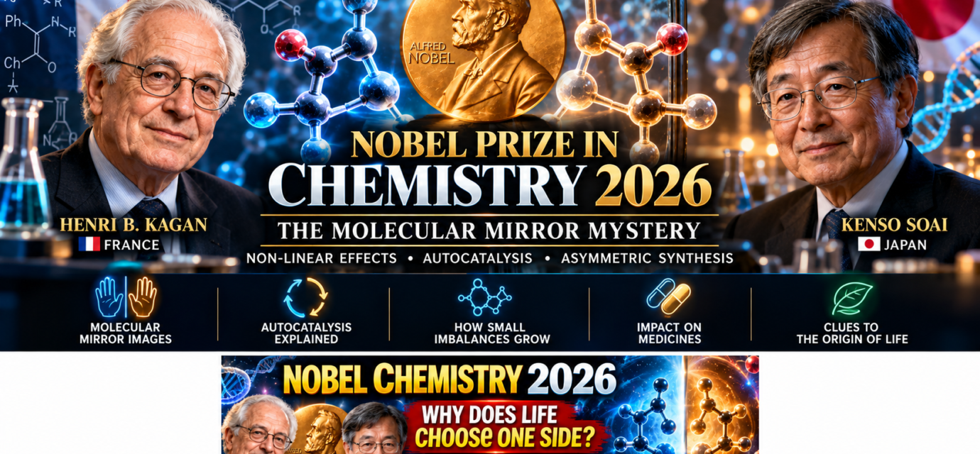 NOBEL PRIZE IN CHEMISTRY 2026 THE MOLECULAR MIRROR MYSTERY Henri Kagan • Kenso Soai • Chirality • Autocatalysis