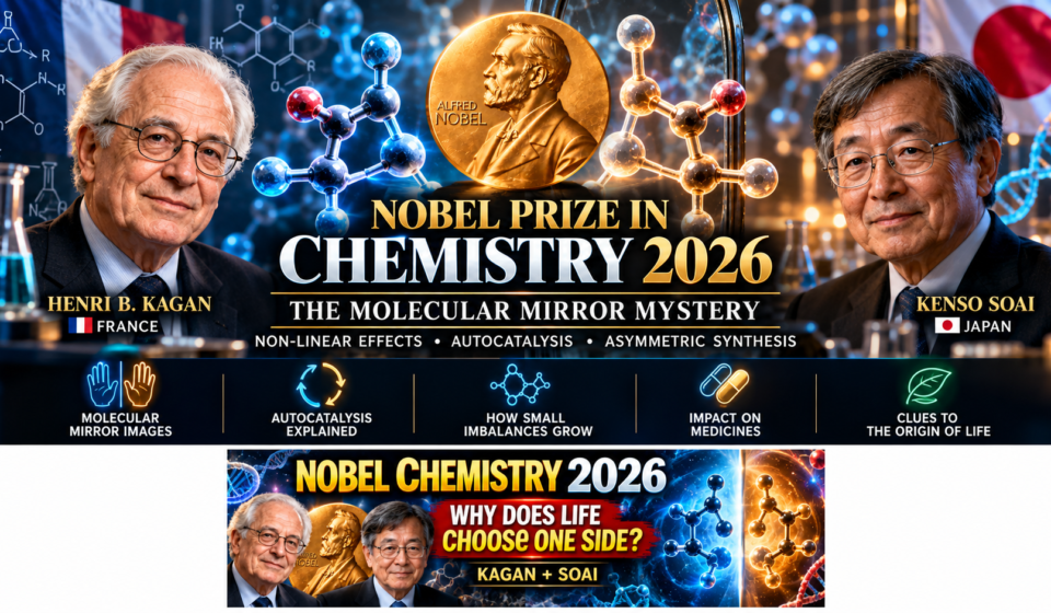 NOBEL PRIZE IN CHEMISTRY 2026 THE MOLECULAR MIRROR MYSTERY Henri Kagan • Kenso Soai • Chirality • Autocatalysis